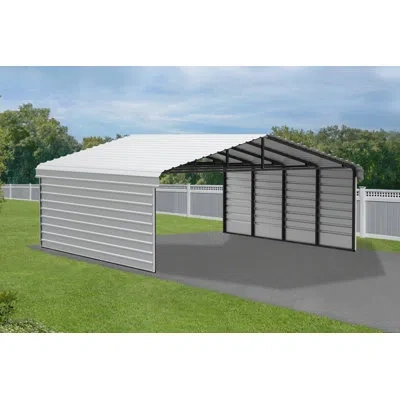 Arrow Steel Carport With 2 Side Wall Kits In White
