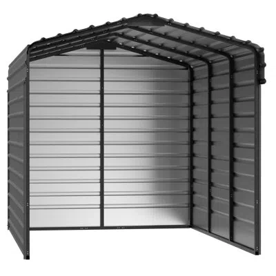 Arrow Steel Carport With 3 Wall Kits, 10x15x09 In Gray