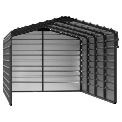 Arrow Steel Carport With 3 Wall Kits, 10x20x07 In Gray