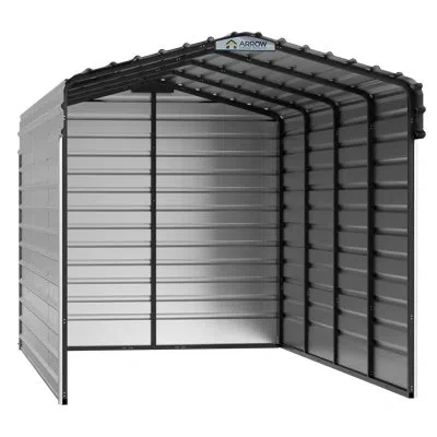 Arrow Steel Carport With 3 Wall Kits, 10x20x09 In White