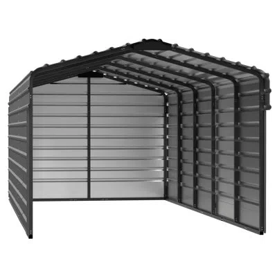 Arrow Steel Carport With 3 Wall Kits, 10x24x07 In Gray