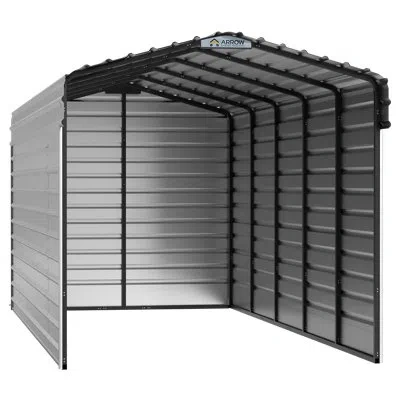Arrow Steel Carport With 3 Wall Kits, 10x24x09 In White