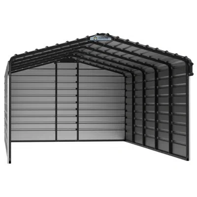 Arrow Steel Carport With 3 Wall Kits, 12x24x07 In Gray