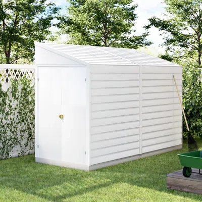 Arrow Yardsaver® 4 X 10 Ft Steel Storage Shed Pent Roof Eggshell In Ivory