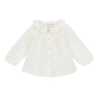 Arsène Et Les Pipelettes Kids' Girl's Colerette Blouse In Ecru In White