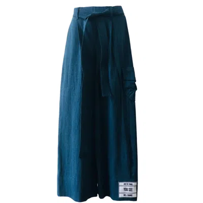 Arshys Women's Blue  Denim Ankle Gazer Pants