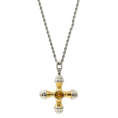 Arsn The Label Women's Silver / Gold Double Crossed Pendant Necklace In Multi