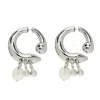 Arsn The Label Women's Silver Two Truth One Lie Pearl Pendant Earring In Metallic