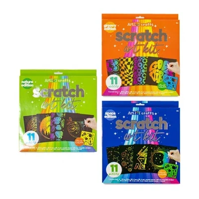 Art 101 Usa Art 101 Crafts Scratch Art Kit With 3 Sets Of Scratch Art In Multi