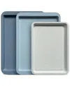 Art & Cook 3-piece Ceramic Nonstick Cookie Sheet Set In Blue
