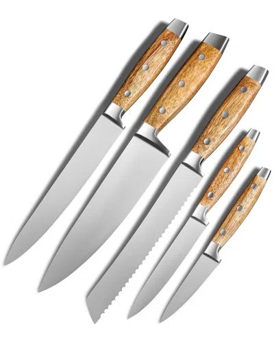 Art & Cook Art And Cook 6pc Knife Set With Magnetic Wood Block In Brown