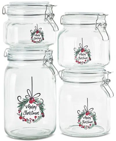 Art & Cook Art + Cook 4-piece Wide-mouth Clamp-lid Printed Canister Set In No Color