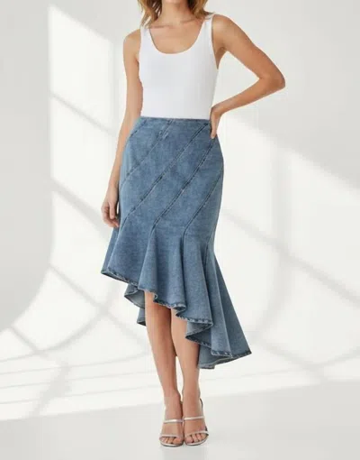 Art & Love Usa Cascade Ruffle Denim Skirt In Blue