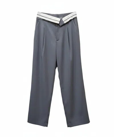 Art & Love Usa Women's Foldover Waist Wide Leg Pant In Gray