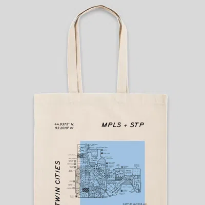 Art By Aleisha Twin Cities Map Tote In Brown