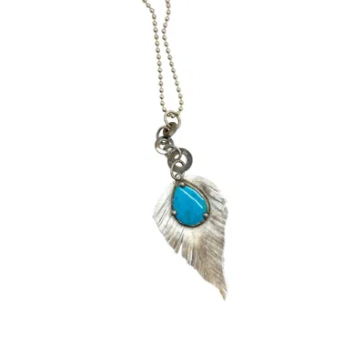 Art By Amy Labbe Leather Feather Necklace In White Multi