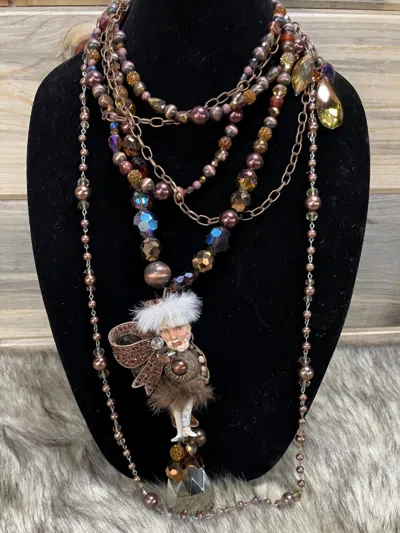 Art By Amy Labbe Santa Necklace In Multi