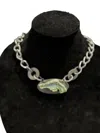 Art By Amy Labbe Small Necklace In Silver/turquoise/green In Black