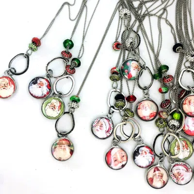 Art By Amy Labbe Small Santa Bubblies Necklace In Red Multi