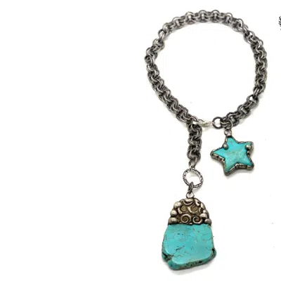 Art By Amy Labbe Stars In My Eyes Necklace In Turquoise In Blue