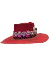 Art By Amy Labbe Women's Cheetah Fedora Hat In Red With Pink In Multi