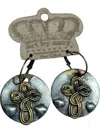 Art By Amy Labbe Women's Coins With Cross Earrings In Silver & Bronze In Black