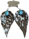 Art By Amy Labbe Women's Cow Cut Out Earrings In Turquoise Stone In Blue