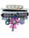 Art By Amy Labbe Women's Cross Choker Necklace Belt In Pink & Black In Multi