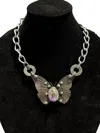 Art By Amy Labbe Women's Crystal Center Butterfly Necklace In Silver In Silver