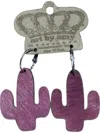Art By Amy Labbe Women's Fuzzy Cactus Earrings In Pink In Pink