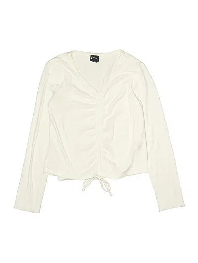 Pre-owned Art Class Kids' Long Sleeve Top White Plunge Neckline Tops