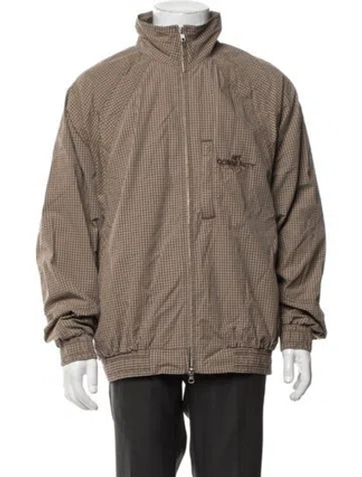 Pre-owned Art Community Plaid Print Jacket In Brown
