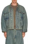 Art Community Washed Indigo Reversible 7 Pocket Japanese Denim Jacket In Blue