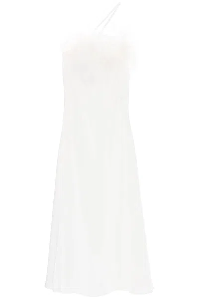 Art Dealer Ember Maxi Dress In Satin With Feathers In White