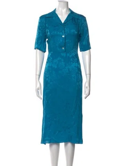 Pre-owned Art Dealer Floral Print Long Dress In Blue