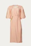 Art Dealer Midi Dress With Chain In Peach Jacquard In Brown