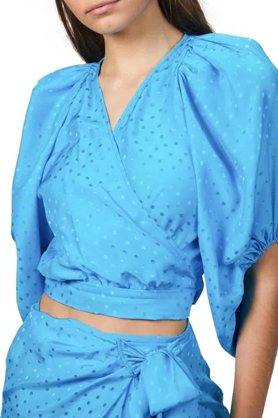 Art Dealer Wrap Blouse In Turquoise Jacquard In Multi