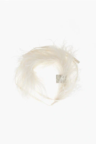 Art Essay Cashmere Foulard With Feathers In Neutral