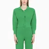 Art Essay Green Knitted Cardigan White Knitted Cardigan