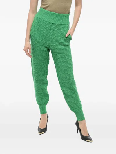 Art Essay High-waisted Cotton-knit Track Pants In Green