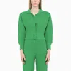 Art Essay Green Knitted Cardigan White Knitted Cardigan In Green
