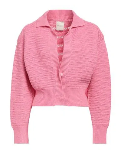 Art Essay Woman Cardigan Pink Size Xs Cotton