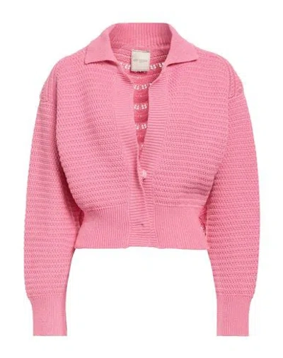 Art Essay Woman Cardigan Pink Size Xs Cotton In Pink