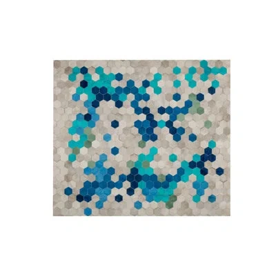 Art Hide Angulo Geometric Flatweave Cowhide Blue/gray Area Rug In Blue;gray