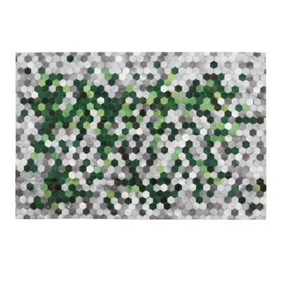 Art Hide Angulo Geometric Flatweave Green/gray Area Rug In Gray;green