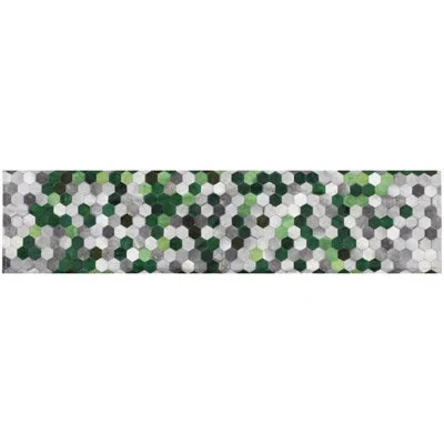 Art Hide Angulo Geometric Machine Made Cowhide Area Rug In Green /gray In Gray;green