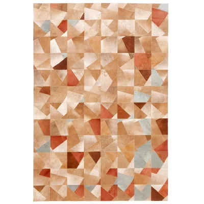 Pre-owned Art Hide Art Deco Caramel Faceta Customizable Cowhide Area Floor Rug Large In Brown