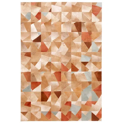 Pre-owned Art Hide Art Deco Caramel Faceta Customizable Cowhide Area Floor Rug Small In Brown