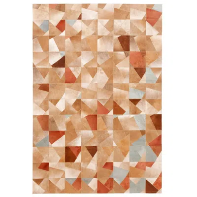 Pre-owned Art Hide Art Deco Caramel Faceta Customizable Cowhide Area Floor Rug Xx Large In Brown