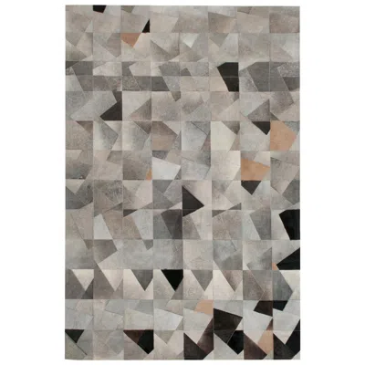 Pre-owned Art Hide Art Deco Gray Black And Caramel Faceta Customizable Cowhide Area Floor Rug Small